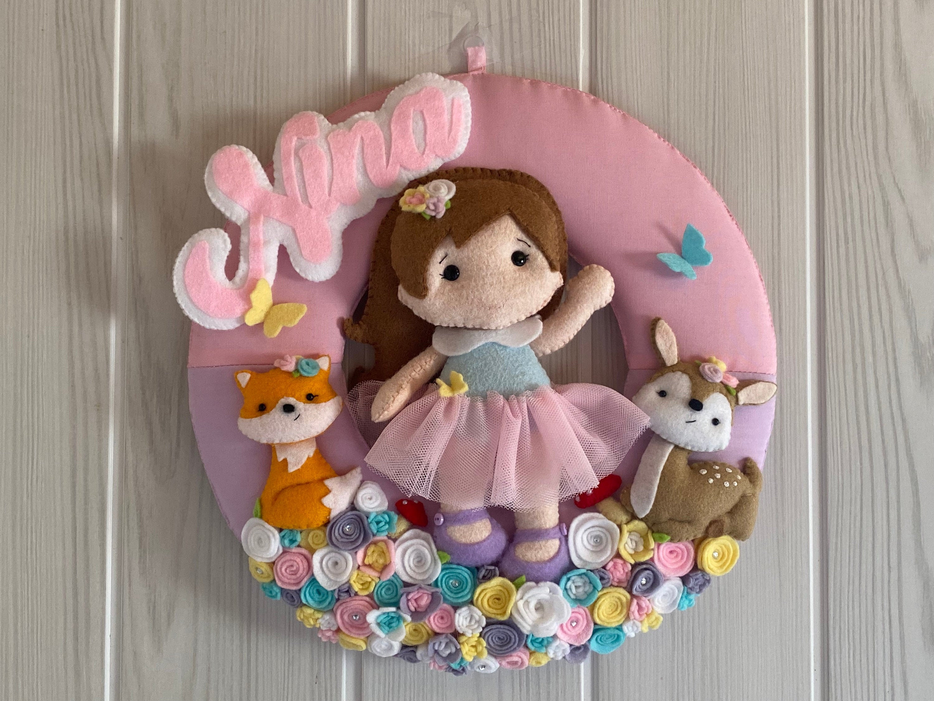 Guirlande Feutrine, Couronne Déco Décoration Mural Bébé, Chambre, Cadeau Naissance, Cadeau Bébé