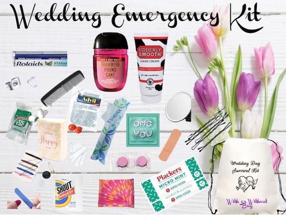 Bride Emergency or Survival Kit: Essentials, Survival Kit, Hospitality,  Amenities Wedding and Shower. The Ultimate Kit with Drawstring Bag