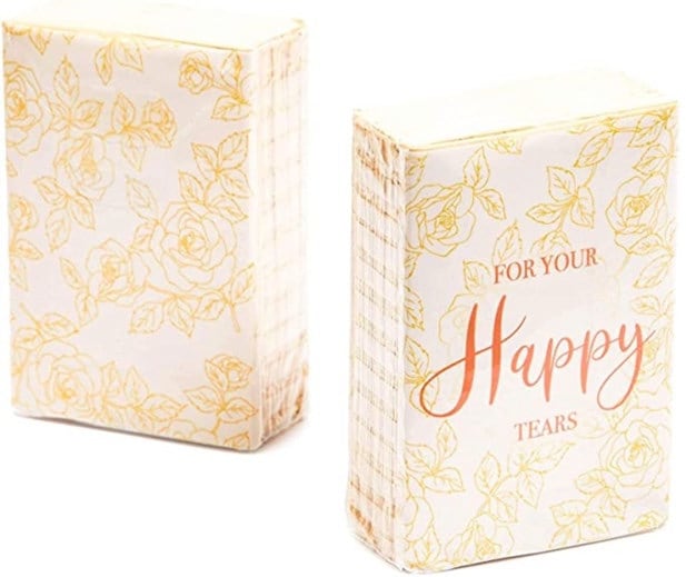 Happy Tears Tissue Packets or Handkerchiefs| Wedding Tissues | Wedding Guests | Includes Box - Thumbnail 3