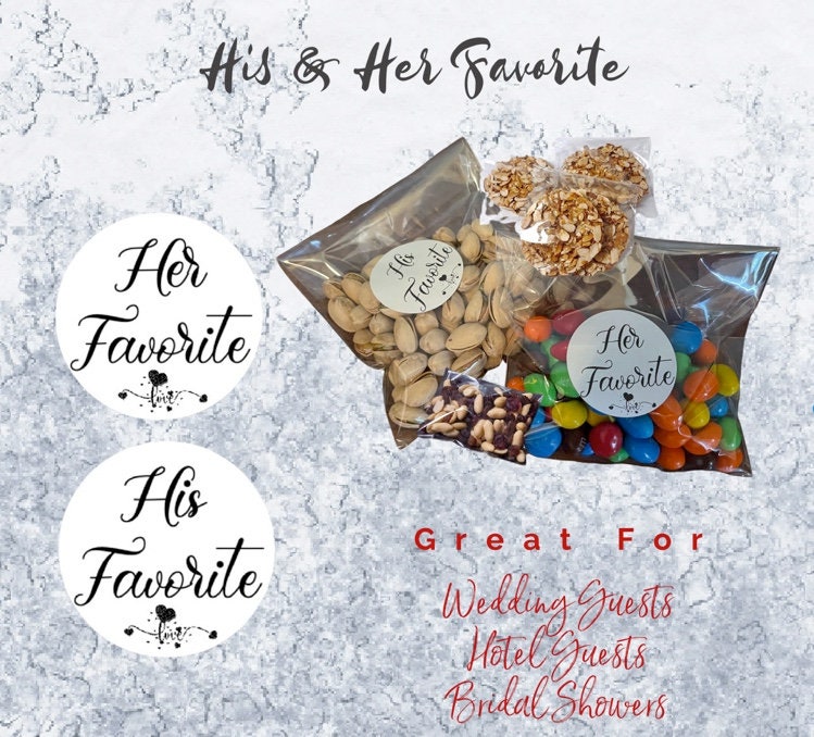 His and Her Favorite Labels and Favor Bags || Hotel Guests, Wedding Guests and Shower Favors - Thumbnail 2
