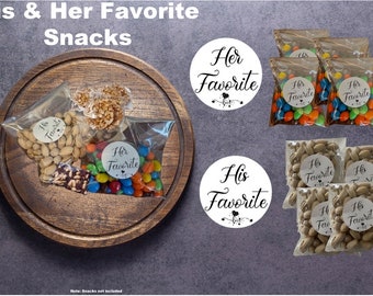 His and Her Favorite Labels and Favor Bags || Hotel Guests, Wedding Guests and Shower Favors