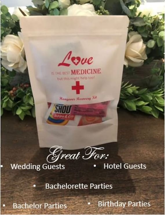 Hangover Kit With Supplies for Birthdays Weddings Bachelorette