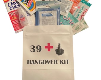 40th Birthday Party Hangover Recovery Kit with Supplies!  Turning Forty Hangover Kit