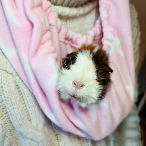Guinea Pig Snuggle Scarf: Small Pet Bonding Pouch - Pink Stars