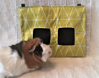 Double Lined Hay bag for Guinea Pigs Hay Sack For Rabbits Bunny Hay Feeder Chincilla Hay Rack – Lime Triangle  – Made To Order