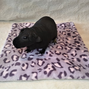 Guinea Pig Absorbent Pee Pad Hedgehog Lap Pad Absorbent Fleece Pad For Small Animals – Lilac Leopard White - Made To Order