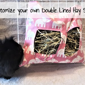 CUSTOM - Double Lined Hay bag for Guinea Pigs Hay Sack For Rabbits Bunny Hay Feeder Chinchilla Hay Rack