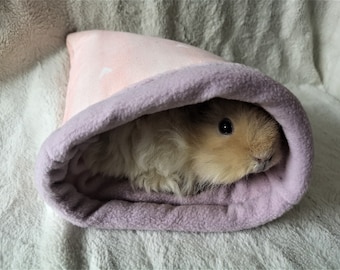 Guinea Pig Snuggle Sack Hedgehog Pouch Rat Sleeping Bag Fleece Cuddle Sack – Pink Watercolor Purple - Made to Order