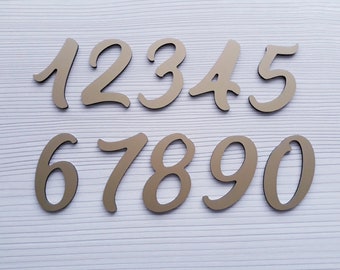 Metal house numbers script, house number sign, metal aluminum address, Custom numbers  or letters house signs, Address Signs gold script