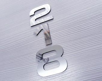 MIRROR silver or gold House numbers METAL sign,metal aluminum address, Custom numbers  or letters house signs, Address Signs gold