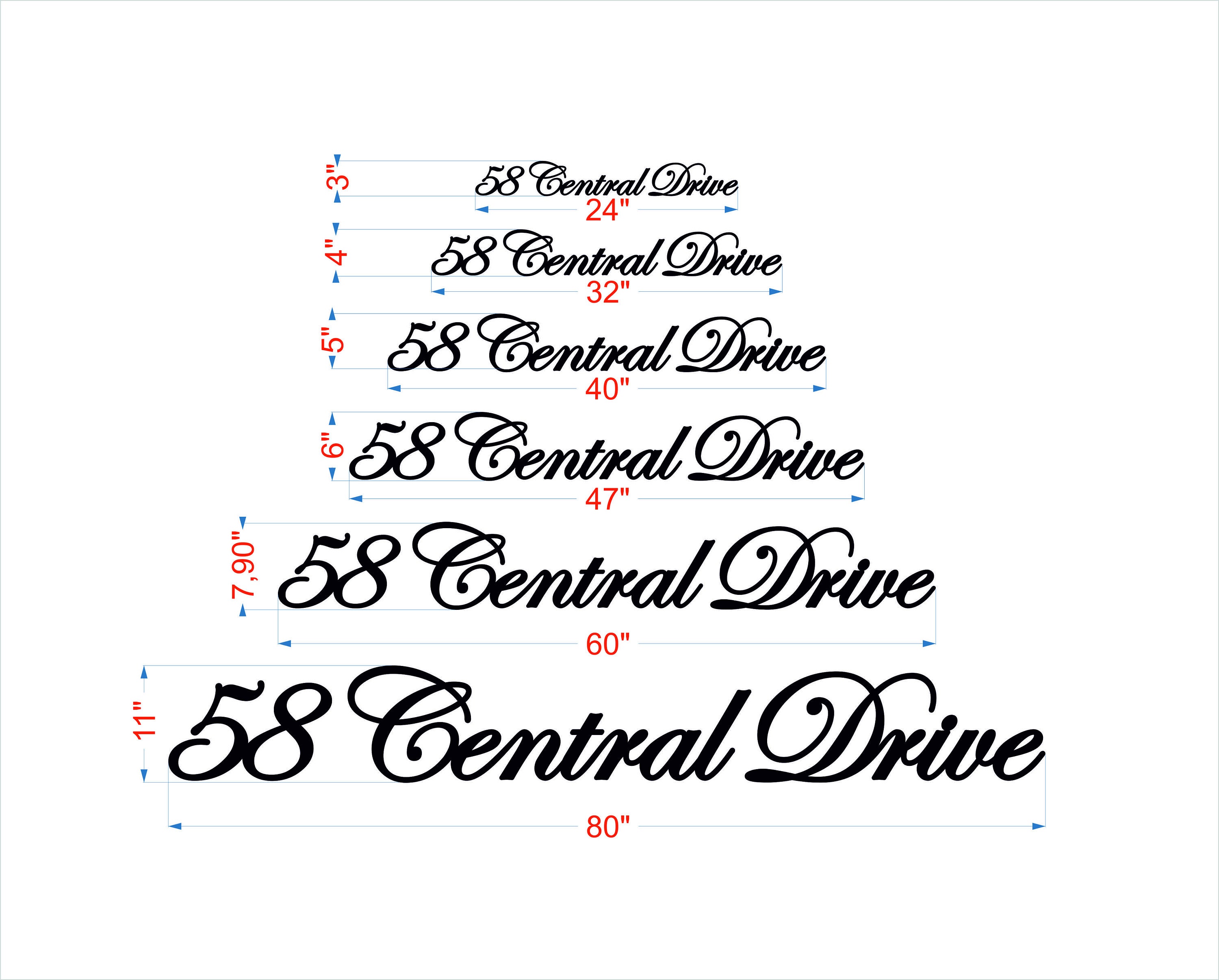 Cursive Address Numbers Modern Script Address Sign, Script House Numbers, Custom House Numbers ...