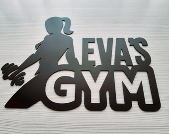 Custom Gym Sign Girl woman ,Personalized Home Gym Sign,Custom Gym Sign,Home Gym Sign,fitness Sign,Home decor sign metal wall,GYM name gift