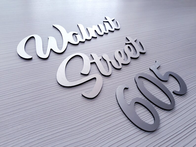 Script Address Sign Metal Custom House Numbers Sign Cursive Etsy