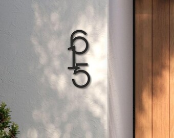 Modern Vertical House Number Sign, Aluminum Composite, Weatherproof