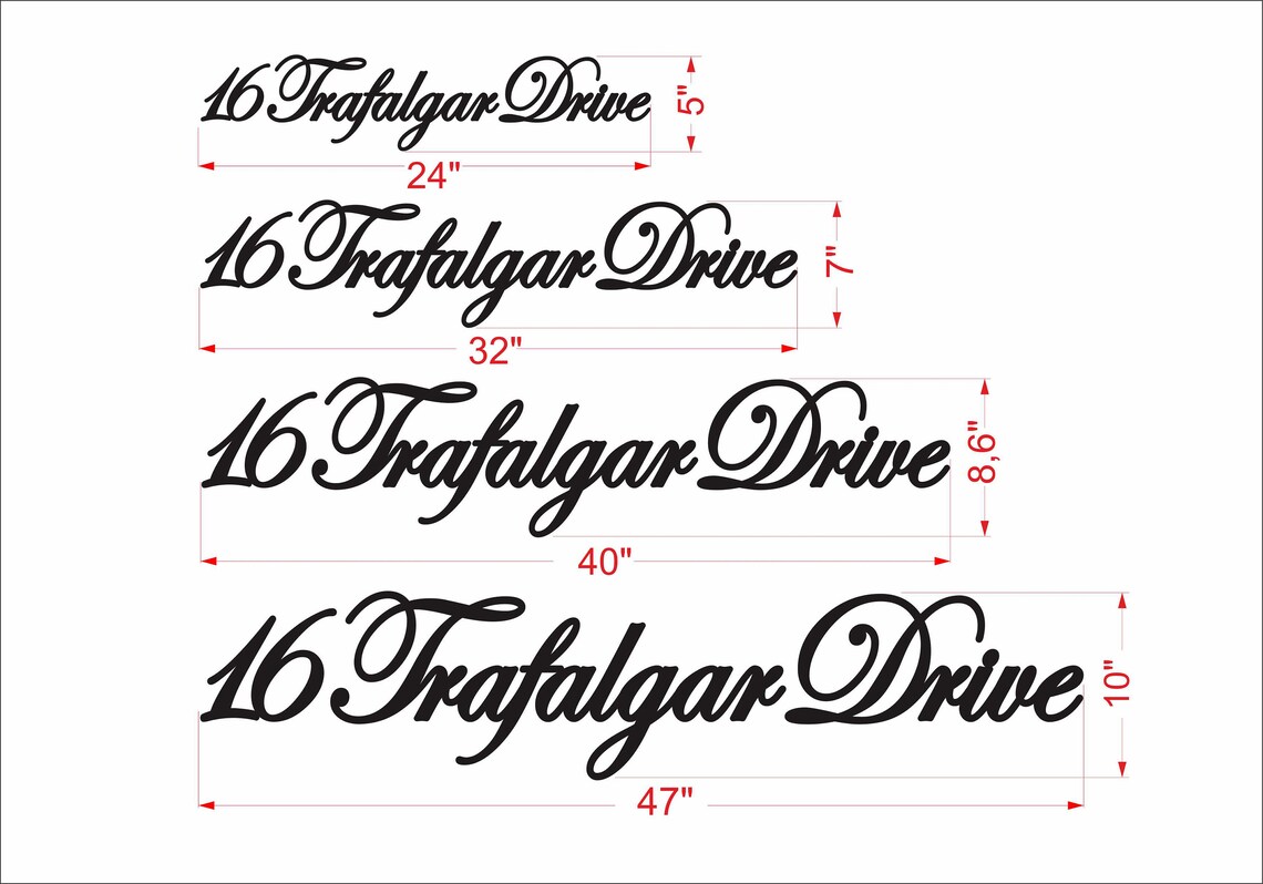 Script Address Numbers Ten Script Address Sign Metal,script House Numbers,custom House Numbers ...