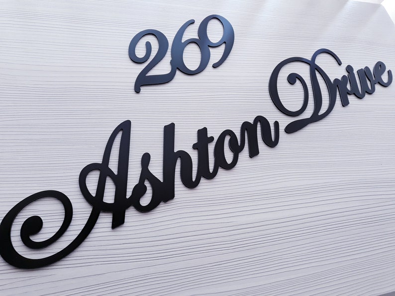 Script Address Sign Metalscript House Numberscustom House Etsy