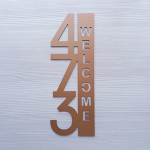 Outdoor Signs House numbers vertical welcome,house number vertical gift mettal,welcome address plaque Metal,sign Personalized Address Custom