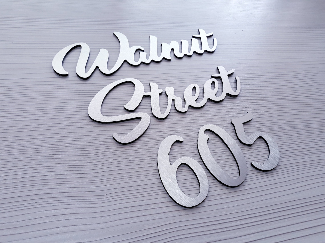 Script Address Sign Metal Custom House Numbers Sign Cursive Etsy