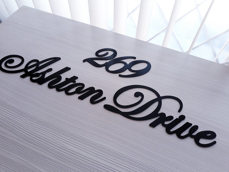 Script Address Sign Metalscript House Numberscustom House Etsy