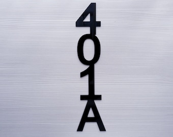 Vertical House Number Sign, Modern Metal Address Plaque