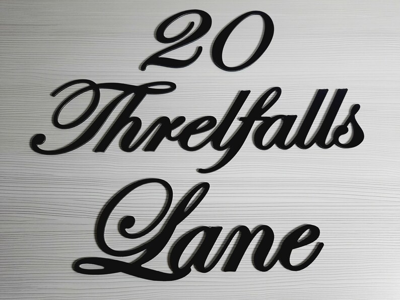 Script Address Sign Metalscript House Numberscustom House Etsy