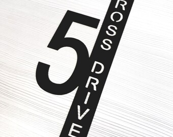 Modern Vertical House Number Sign, Aluminum Composite, Weatherproof