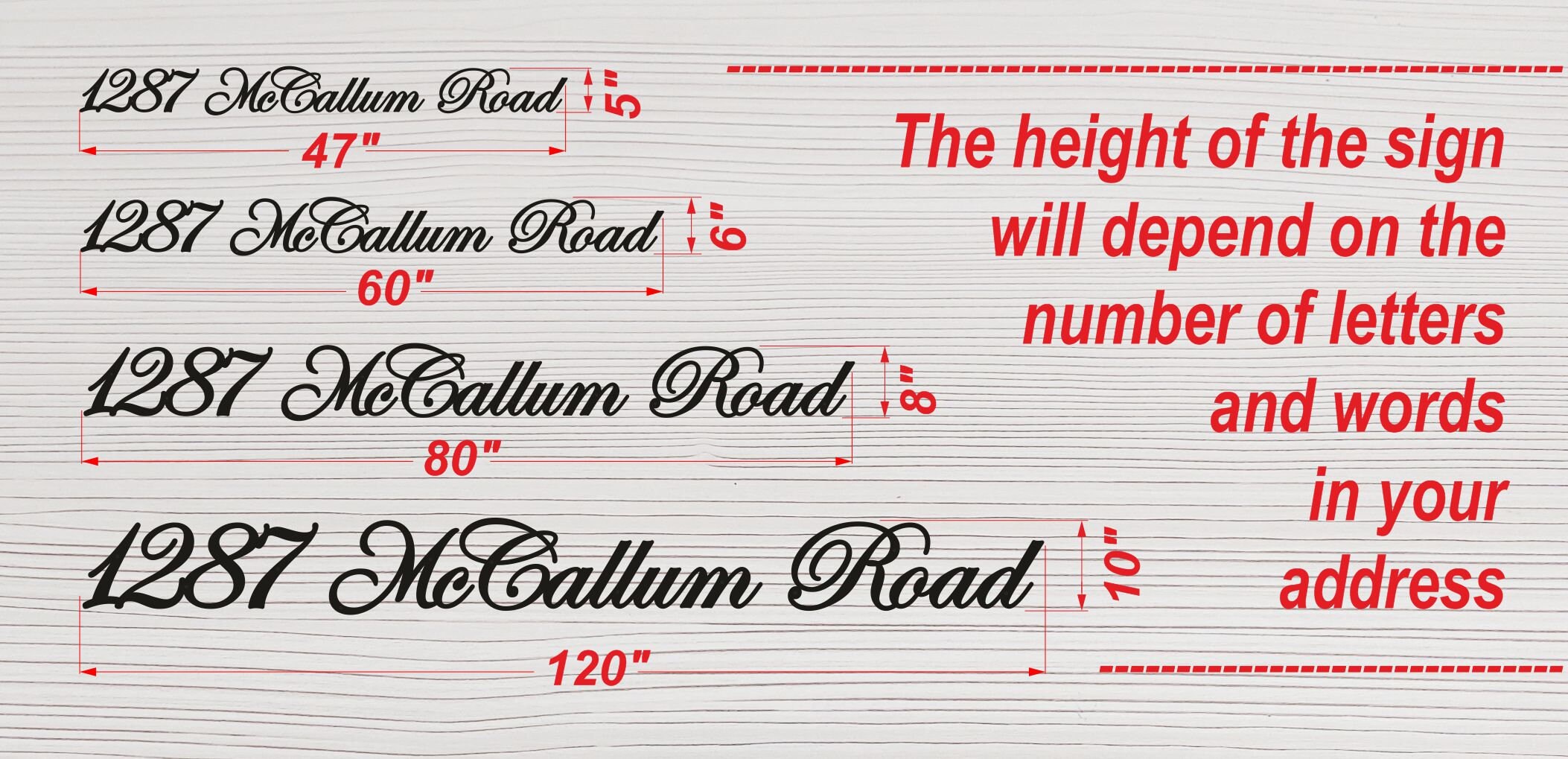 Cursive House Sign Personalized Script House Number Sign With Street Name, Custom Cursive ...