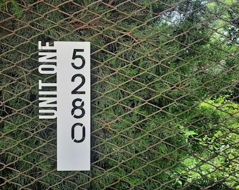 Modern Vertical House Number Sign, Aluminum Composite, Personalized Address Plaque