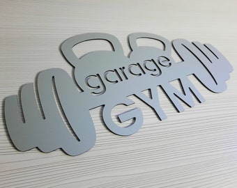 Garage gym sign, fitness decor, personalized home gym sign, man fitness decor, custom gym sign, gym decoration, custom metal wall decor
