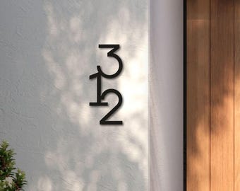 Modern Vertical House Number Sign, Aluminum Composite Address Plaque