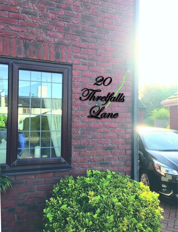 Script Address Sign Metalscript House Numberscustom House Etsy