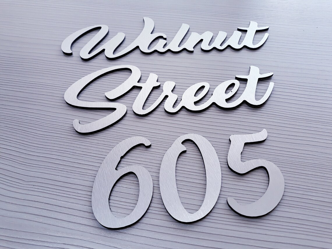 Script Address Sign Metal Custom House Numbers Sign Cursive Etsy