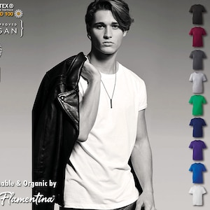May include: A white t-shirt with short sleeves and a crew neck. The t-shirt is made of organic cotton and is certified vegan. The t-shirt is available in a variety of colors, including black, red, green, blue, and yellow. The t-shirt is available in sizes up to 6XL.