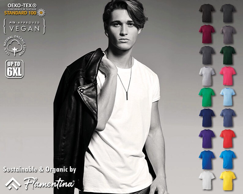 May include: A white t-shirt with short sleeves and a crew neck. The t-shirt is made of organic cotton and is certified vegan. The t-shirt is available in a variety of colors, including black, red, green, blue, and yellow. The t-shirt is available in sizes up to 6XL.