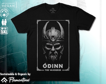 Odin Vikings Organic Cotton T-Shirt Warriors Nordic Mythology Ragnar Weapon Norse Myth E212 | Mens, Womens & Kids Sizes