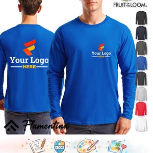 Personalised Valueweight Long Sleeve T-Shirt | Custom Photo, Logo or Text Print Top | Fruit of the Loom Tee Shirt | Workwear, Work, Gifts