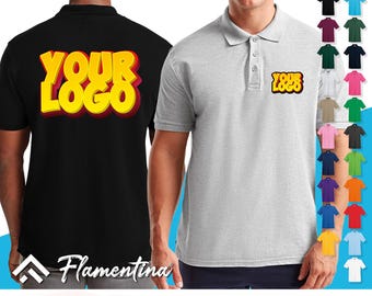 Personalised Mens Premium Polo Shirt | Custom Photo, Logo or Text Print Top | Fruit of the Loom T Shirt Tee | Workwear, Work, Sports, Gift