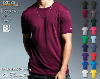 Mens Luxury Organic Cotton T-Shirt Crew Neck Ringspun Vegan Sustainable Soft Short Sleeve Top Tee Unisex Ladies Womens Clothing