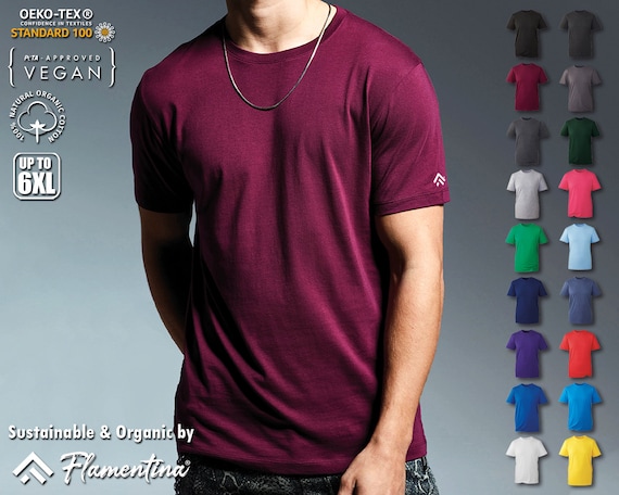 Mens Luxury Organic Cotton T-Shirt Crew Neck Ringspun Vegan Sustainable Soft Short Sleeve Top Tee Unisex Ladies Womens Clothing