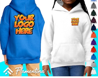 Personalised Gildan Kids Sweatshirt Hoodie | Custom Photo, Logo or Text Print | Gildan Heavy Blend Hoody Jumper Top | School PE Sports Gift