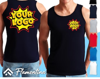 Personalised Mens Vest | Custom Photo, Logo or Text Print Top | Fruit of the Loom Valueweight Tank Top | Workwear, Work, Gift