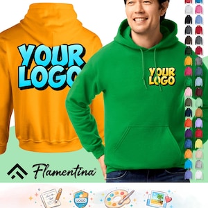 Personalised Gildan Mens Sweatshirt Hoodie | Custom Photo, Logo or Text Print | Gildan Heavy Blend Hoody Jumper Top | Workwear, Work Gift