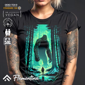 Big Foot T-Shirt Horror Forest Monster Sasquatch Mystery Legend E174 | Mens, Womens and Kids sizes; Acid Washed, Tie Dye, Batik image 3