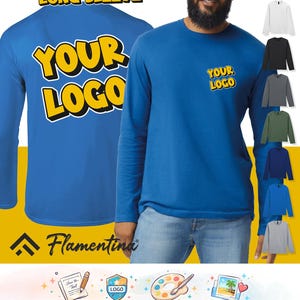 Personalised Mens Long Sleeve T-Shirt | Custom Photo, Logo or Text Print Top | Gildan Softstyle Soft Cotton Tee Shirt | Workwear, Work, Gift