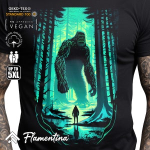 Big Foot T-Shirt Horror Forest Monster Sasquatch Mystery Legend E174 | Mens, Womens and Kids sizes; Acid Washed, Tie Dye, Batik image 1