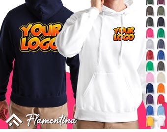 Personalised Mens Hooded Sweatshirt | Custom Photo, Logo or Text Print Top | Fruit of the Loom Pullover Classic 80/20 Hoodie | Workwear Gift