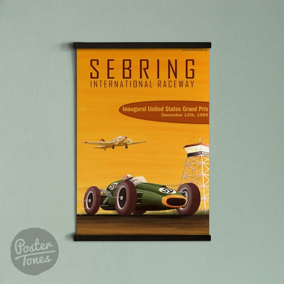 Grand Prix 1959 Sebring International Raceway United States Vintage Poster Print