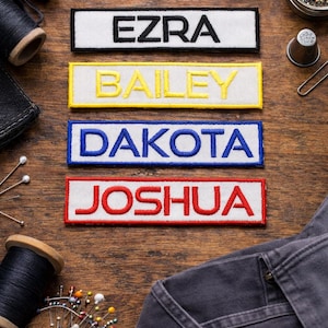 Custom Embroidered Name Tag Patch, Iron-On or Sew-On Applique for Jacket Backpack, Personalized Badge, Outdoor Gear Label, Camp Supplies