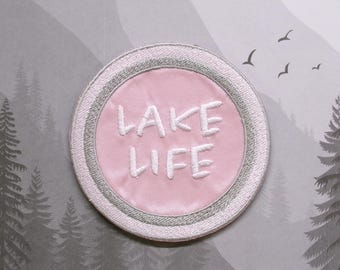 Lake Life is the Best Life 3.5" Embroidered Patch Iron-On Decorative Badge Souvenir Gift Applique for Vest Jacket Gear Jeans Clothing Hats