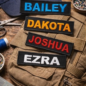 Personalized Iron On Name Tag, Custom Iron On Patch, Custom Iron On Name Tag, Embroidered Hat Patch, Custom vintage iron-on name tag
